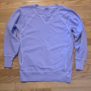 Zenana Women's S Purple Pigment Dyed Pocket Crewneck Sweatshirt